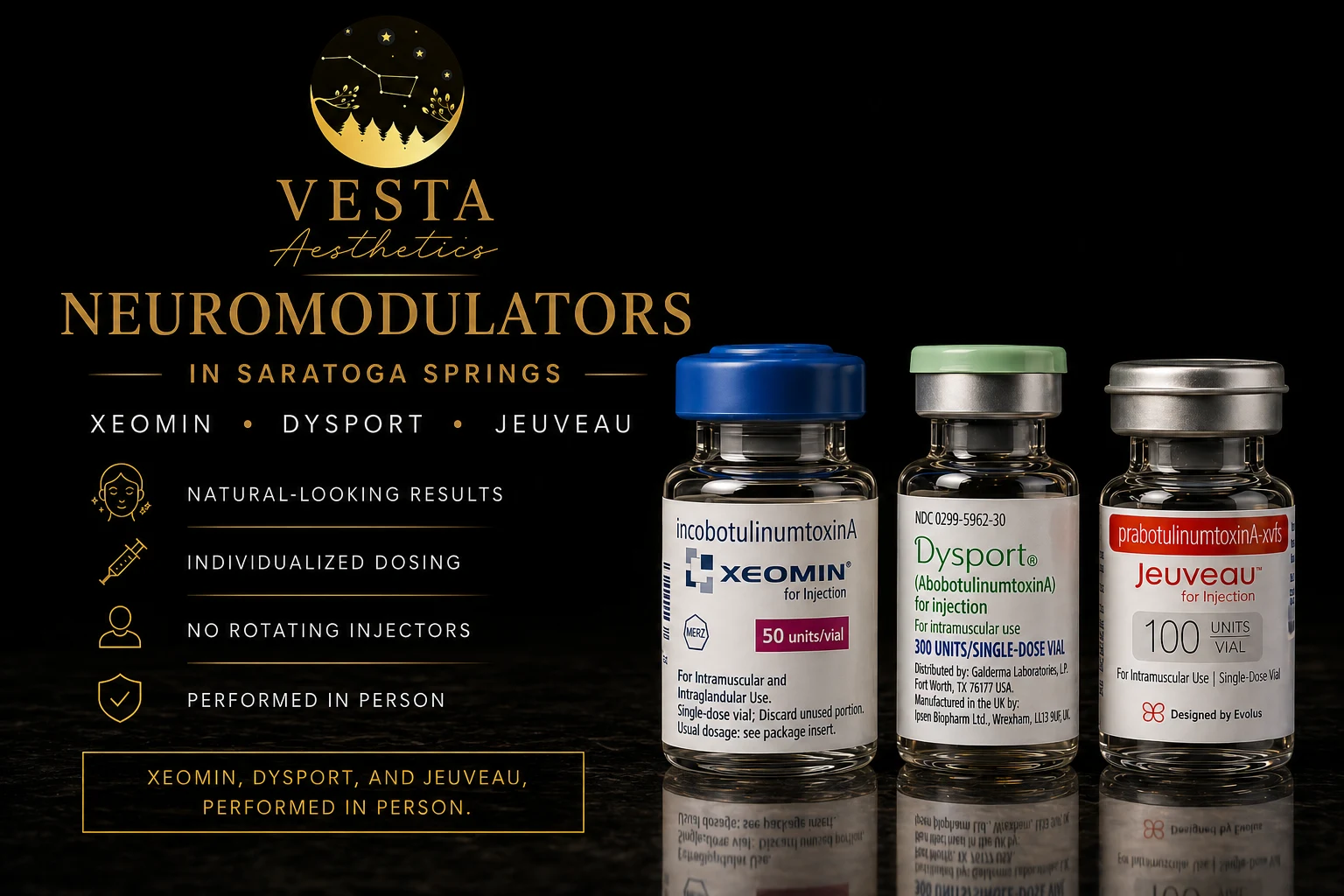 Neuromodulator injections (Xeomin, Dysport, Jeuveau) at Vesta Aesthetics in Saratoga Springs, Utah